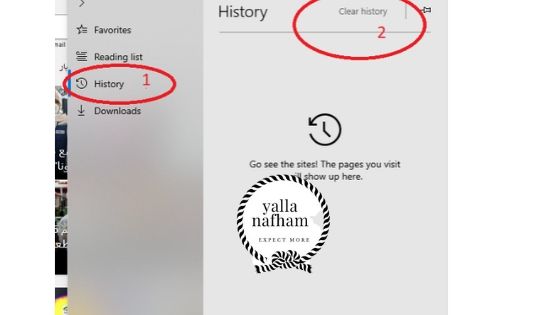 طريقه مسح المواقع التي تم زيارتها .